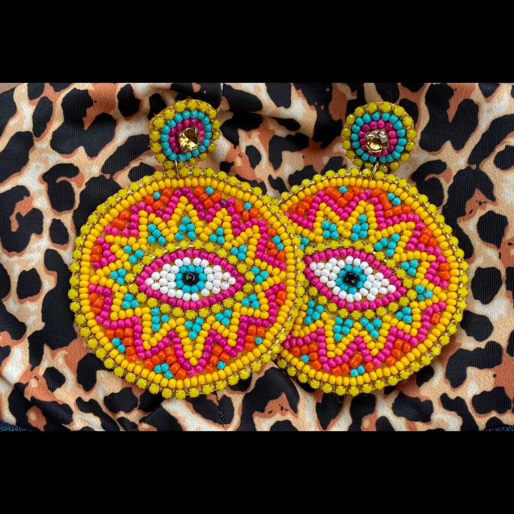 Evil eye beaded earrings